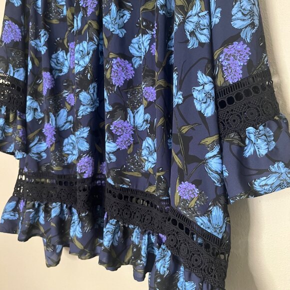 Woman Within Floral Velvet Top Shirt Size 2X‎ Flowy Crochet Boho Lightweight - Picture 3 of 4